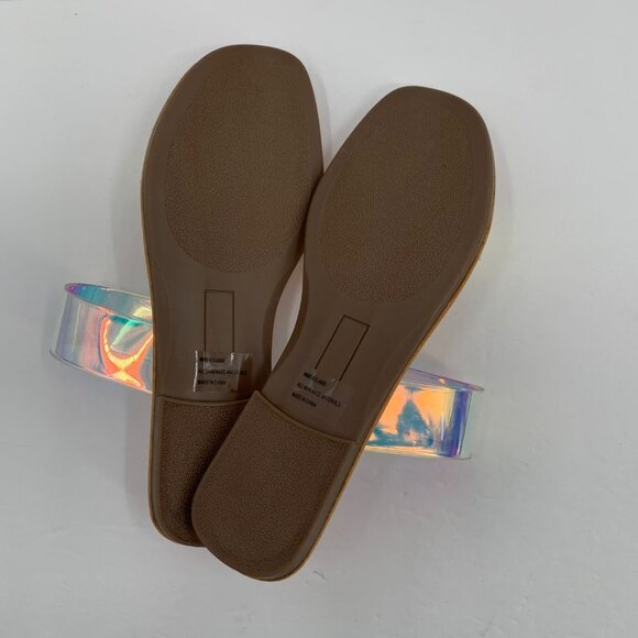 DV Dolce Vita Jane Iridescent double strap flat slide clear sandal new 8.5 - Picture 5 of 9